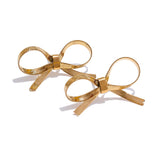Indiana Bow Stud Earrings – Dainty & Waterproof Hollow Design | Huna Jewelry