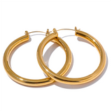 Lauren Round Hoop Earrings – Sleek & Minimalist Classic Style | Huna Jewelry