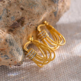 Clara CZ Geometric Hoop Earrings – 18K Gold-Plated & Stylish | Huna Jewelry