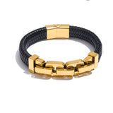 Marlow Unisex Black Leather Bangle – Bold, Modern & Stylish | Huna Jewelry