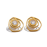 Frances Irregular Round Stud Earrings – Sparkling Geometric Jewelry | Huna Jewelry