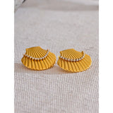 Delaney Shell Stud Earrings – Dainty Waterproof Earrings with Sparkle | Huna Jewelry