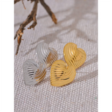 Paisley Heart Stud Earrings – Minimalist & Hypoallergenic Jewelry | Huna Jewelry
