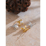 Lana Pearl Bow Earrings – Elegant & Trendy Jewelry for Women | Huna Jewelry