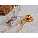 Anita Red Chili Heart Cool Necklace – Trendy Charm Pendant Jewelry | Huna Jewelry
