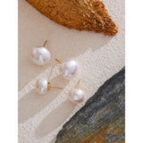 Melanie Pearl Round Stud Earrings – Classic & Timeless Everyday Jewelry | Huna Jewelry