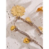 Ellie Braided Necklace – Sunflower Flower Pendant Charm Jewelry | Huna Jewelry