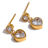 Grayson Heart Drop Earrings – Shiny & Minimalist Jewelry for Daily Wear | Huna Jewelry