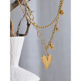 Maeve Heart Charm Necklace – Double Layer Waterproof & Chic Jewelry | Huna Jewelry