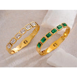 Myla Green & White Bangle Bracelet – Waterproof, Timeless & Elegant | Huna Jewelry
