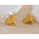 Hunter Heart Stud Earrings – Bold Design with Sparkle | Huna Jewelry