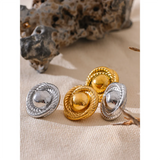 Giselle Big Round Stud Earrings – Hypoallergenic & Stylish Jewelry | Huna Jewelry