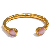 Whitney Natural Stone Cuff Bracelet – Gold & Water-Resistant | Huna Jewelry