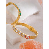 Myla Green & White Bangle Bracelet – Waterproof, Timeless & Elegant | Huna Jewelry