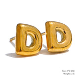 Charlie A-Z Initial Stud Earrings – Minimalist & Tarnish-Resistant | Huna Jewelry