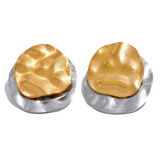 Fiona Two-Tone Round Stud Earrings – Modern & Elegant Style | Huna Jewelry