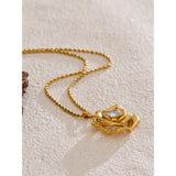 Lillian Rose Pendant Necklace – Gold Rope Chain with Zirconia Stone | Huna Jewelry