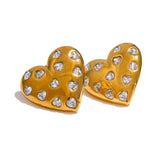 Hunter Heart Stud Earrings – Bold Design with Sparkle | Huna Jewelry