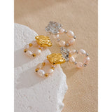Imogen Square Stud & Pearl Drop Earrings – Rust Proof Elegance | Huna Jewelry