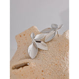 Lena Leaves Flower Stud Earrings - Hypoallergenic & Waterproof | Huna Jewelry