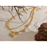 Maeve Heart Charm Necklace – Double Layer Waterproof & Chic Jewelry | Huna Jewelry