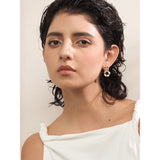 Imogen Square Stud & Pearl Drop Earrings – Rust Proof Elegance | Huna Jewelry