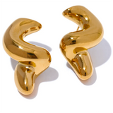 Maya Twisted Geometric Stud Earrings – Bold & Glossy Statement | Huna Jewelry
