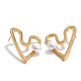 Eilidh Heart Pearl Earrings – Waterproof, Modern & Sophisticated | Huna Jewelry