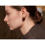 Laurel U-Shape Hoop Earrings – Polished & Stylish Hollow Design | Huna Jewelry