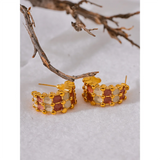 Eloise Enamel C-Shape Earrings – Trendy & Stylish Design| Huna Jewelry