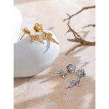 Juliet Rose Flower Stud Earrings with Bow Drop – Waterproof & Chic | Huna Jewelry