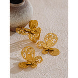 Annabelle Gold Butterfly Earrings & Cuff Ring – Elegant Jewelry Set | Huna Jewelry