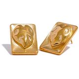 Marin Square Heart Stud Earrings – Hypoallergenic & Stylish Jewelry | Huna Jewelry