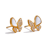 Macie Butterfly Stud Earrings – Delicate Cubic Zirconia Design | Huna Jewelry