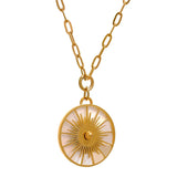 Clara Round Sunray Pendant – Trendy Link Chain Necklace  | Huna Jewelry