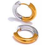 Lorelei Two-Tone Round Hoop Earrings – Trendy & Versatile Jewelry | Huna Jewelry