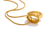 Lainey Sleek Necklace with Removable Round Geometric Pendant – Modern Jewelry | Huna Jewelry