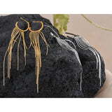Lunaria Tassel Drop Earrings – Glamorous Long Dangle Statement | Huna Jewelry