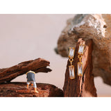 Olanda Drop Earrings – Rectangular Cubic Zirconia, Waterproof & Elegant | Huna Jewelry
