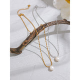 Ava Pearl Pendant Necklace – Beaded Chain with Fixed Single Pearl | Huna Jewelry