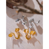 Vera Wave Stud Earrings – Textured Irregular Geometric Elegance | Huna Jewelry