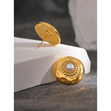 Alouette Vintage Pearl Stud Earrings – Elegant & Classic Gold Jewelry | Huna Jewelry
