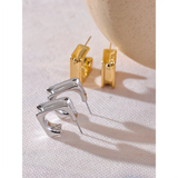 Desdemona Square Huggie Earrings – Modern Classic Style | Huna Jewelry