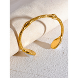 Yasmine Pearl Cuff Bracelet – Textured & Rust-Resistant Bangle | Huna Jewelry