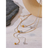 Camilla Layered Y Necklace – Long Chain with Round Beads, Simple & Elegant | Huna Jewelry
