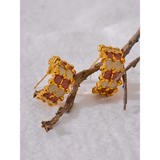 Eloise Enamel C-Shape Earrings – Trendy & Stylish Design| Huna Jewelry