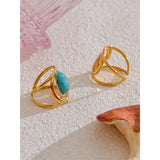 Leora Oval Natural Stone Ring – Classic & Timeless Jewelry | Huna Jewelry