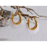 Kearney Chic Resin Chunky Hoop Earrings – Colorful U-Shaped Design | Huna Jewelry