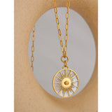 Clara Round Sunray Pendant – Trendy Link Chain Necklace  | Huna Jewelry