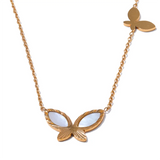 Floriana Butterfly Pendant Necklace – Gold & Shell Stainless Steel | Huna Jewelry